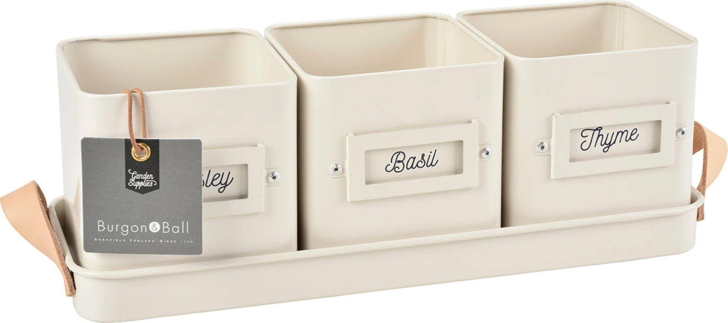 Kräutertöpfe Set Mit Tablett - Creme – Bild 2