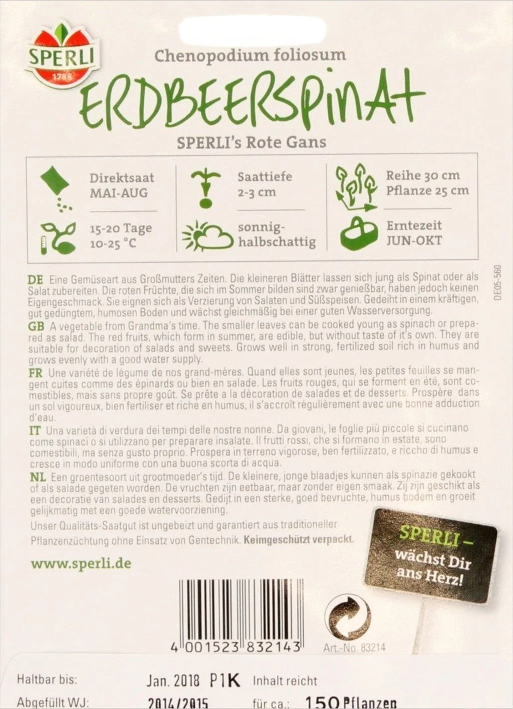 Erdbeerspinat "Sperli's Rote Gans" – Bild 2