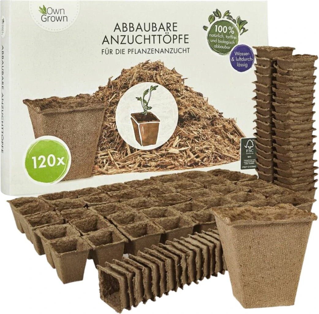Abbaubare Anzuchttöpfe Eckig, 120 Stück – Bild 2