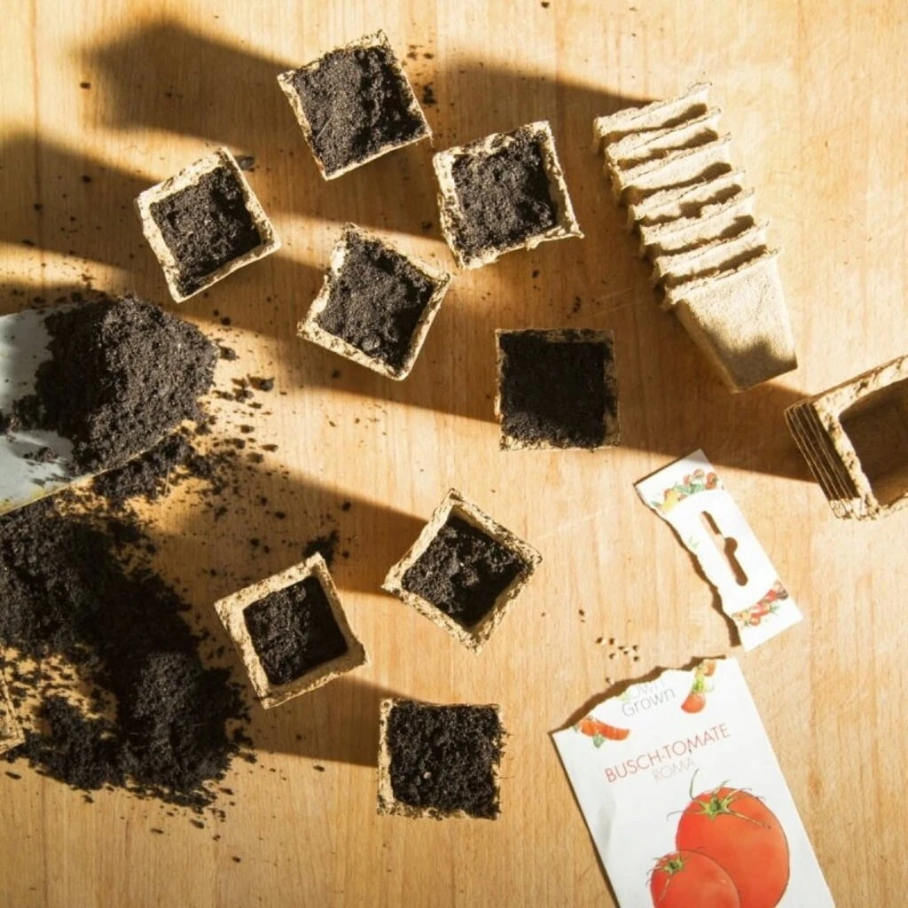 Abbaubare Anzuchttöpfe Eckig, 120 Stück – Bild 3