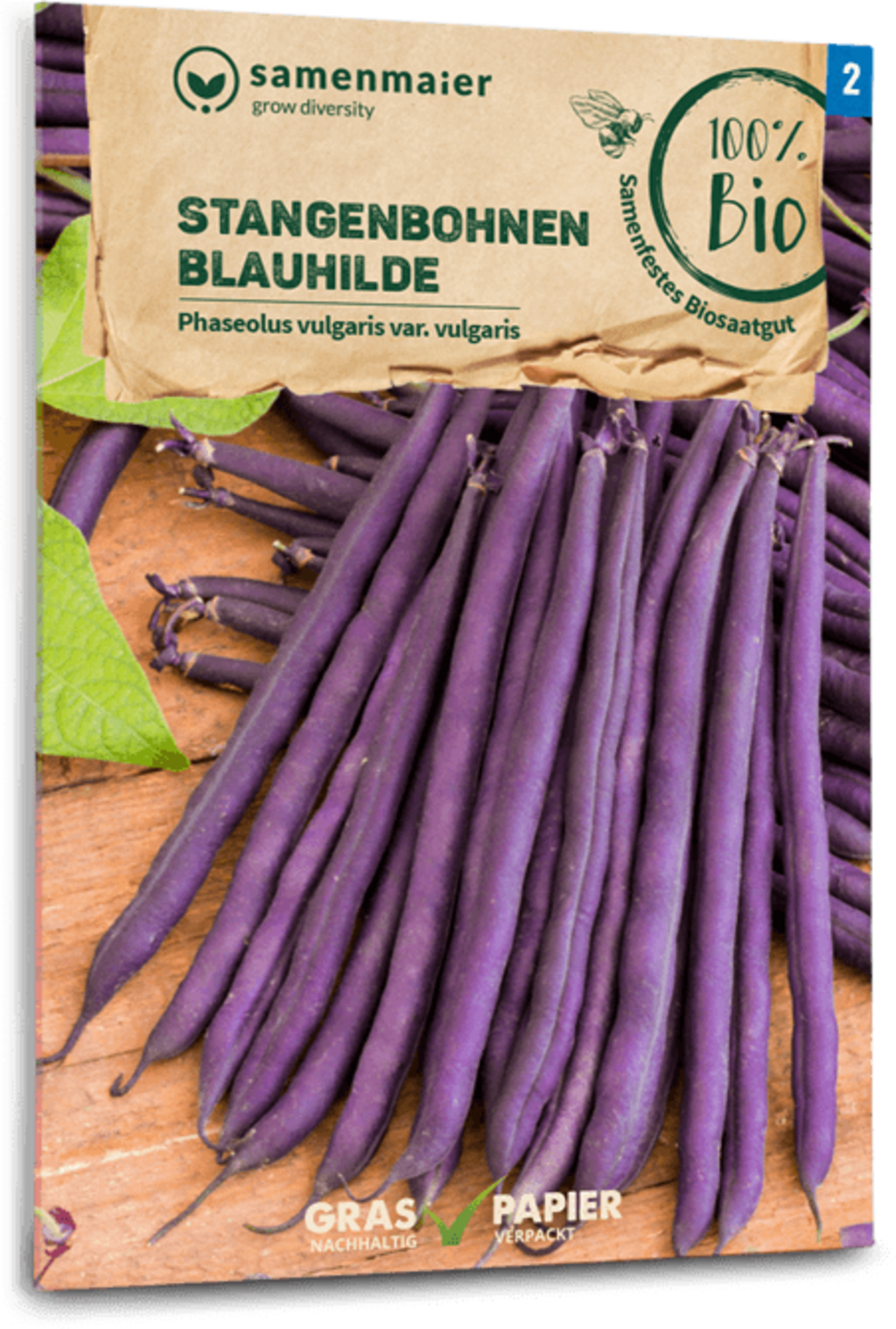 Bio Fadenlose Stangenbohne "Blauhilde"