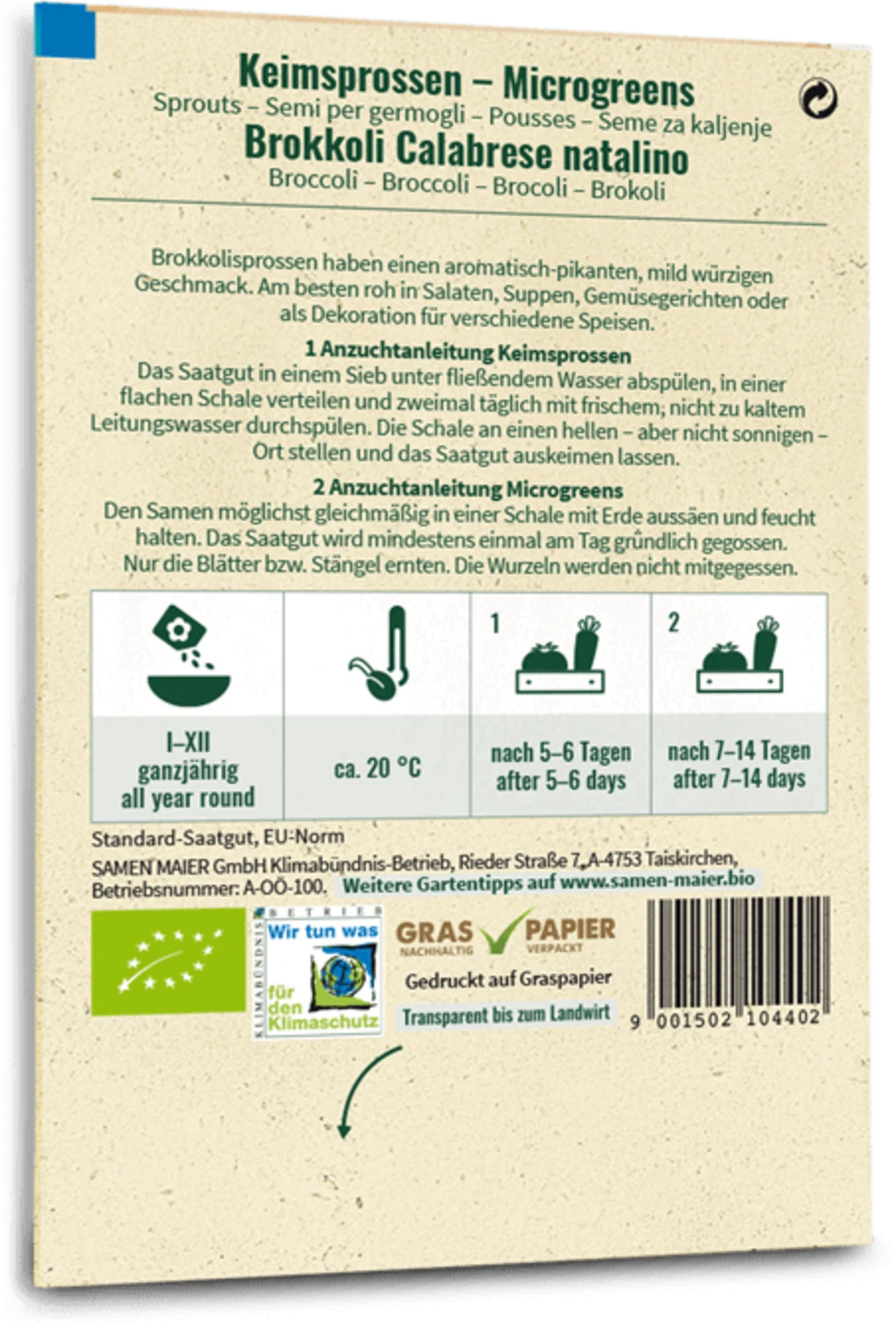 Bio Keimsprossen/Microgreens - Brokkoli "Calabrese Natalino" – Bild 2