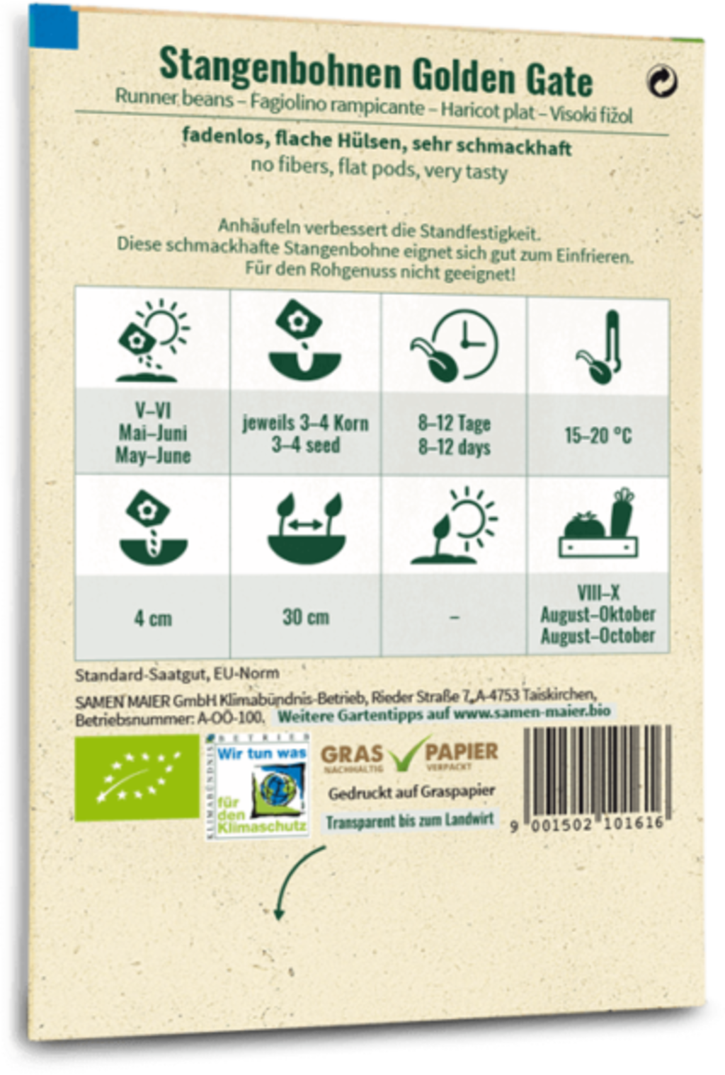 Bio Stangenbohnen "Golden Gate"