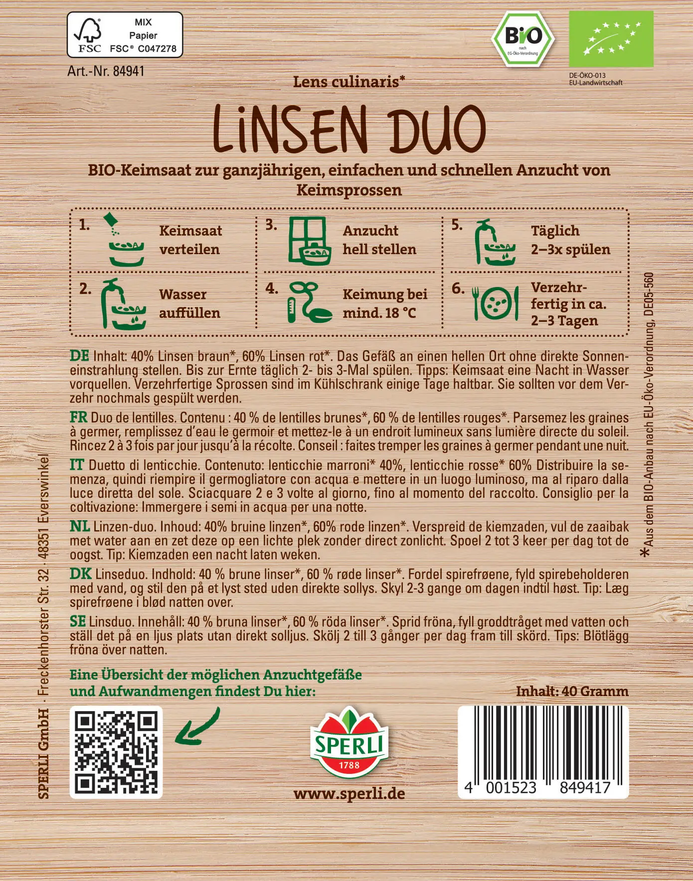 Bio Keimsprossen-Saat Linsen Duo – Bild 2