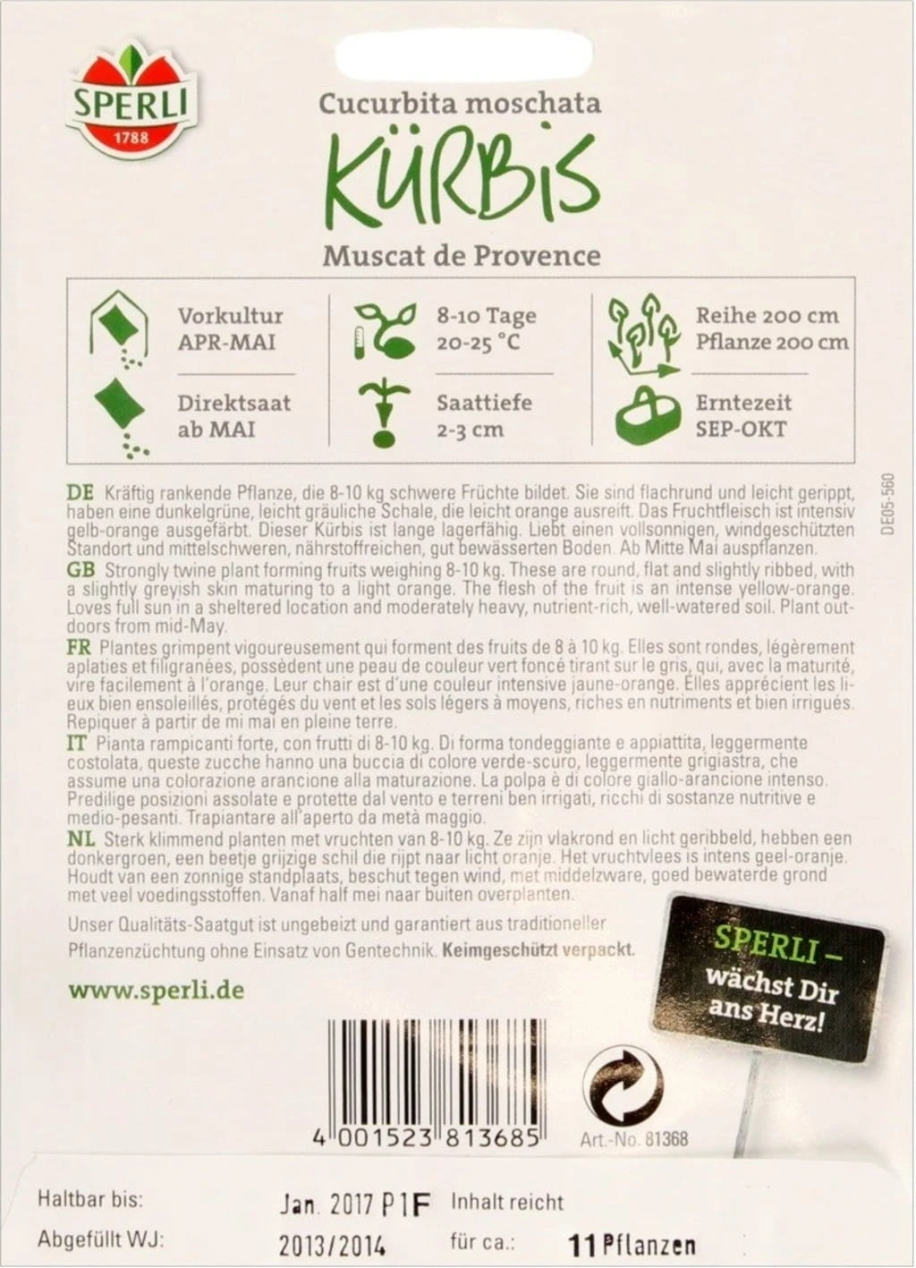 Kürbis "Muscat De Provence"