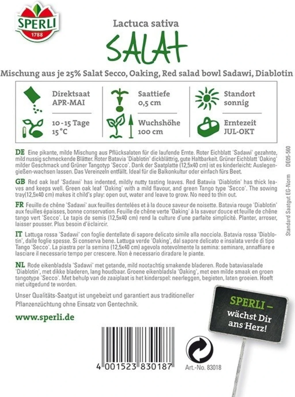 Mini-Salatmischung Babyleaf, 1 Saatscheibe – Bild 2