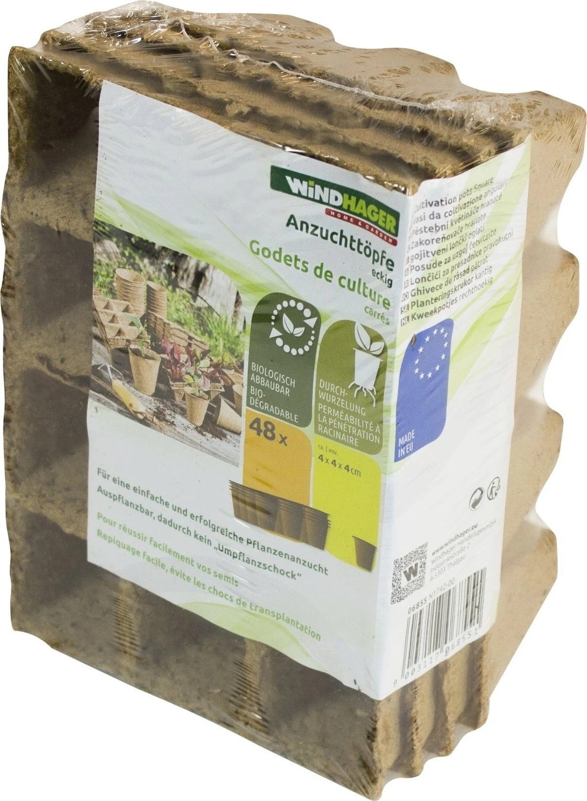 Windhager Anzucht-Töpfe 4 Cm Eckig, 48 Stück