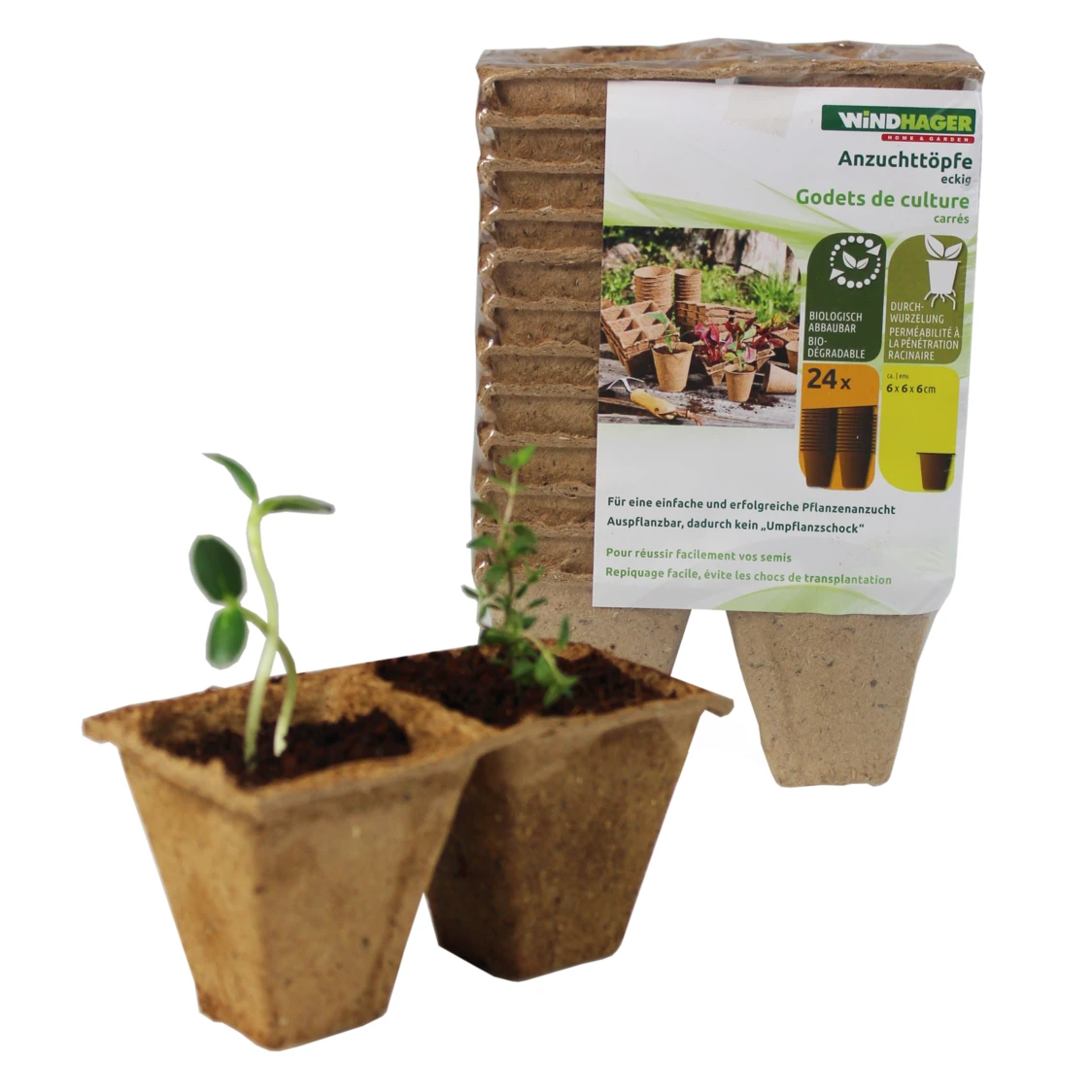 Windhager Anzucht-Töpfe 8 Cm Eckig, 16 Stück – Bild 3